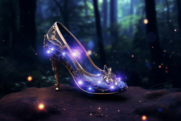 Glowing Elegant Shoe in a Magic Forest