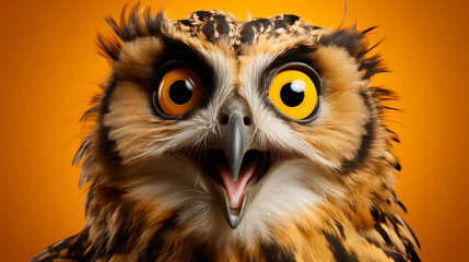 portrait of a surprised owl  banner for sale or advertising, promo action