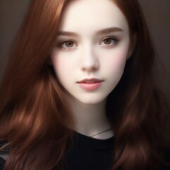 Fototapeta premium Fashionable Brown-Haired Redhead Close-up Portrait