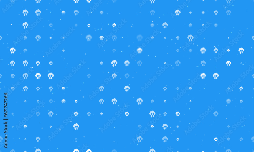 Poster seamless background pattern of evenly spaced white cloud technology symbols of different sizes and o