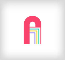 Creative ethnic letter A multicolored linear logo. Modern writing lines with new culture colors. Font alphabet template. Creative education geometric.vector