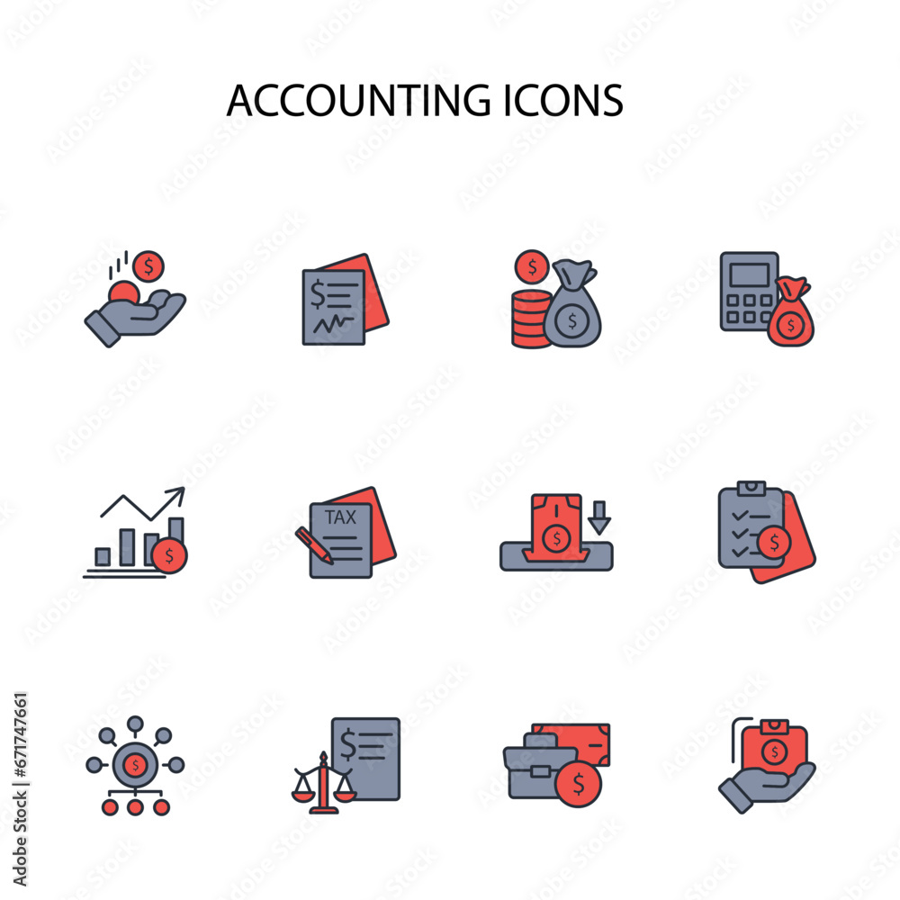 Poster accounting icon set.vector.editable stroke.linear style sign for use web design,logo.symbol illustra