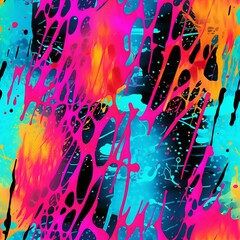 Acid Washed Neon Lights Abstract Pattern
