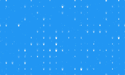 Seamless background pattern of evenly spaced white ice cream symbols of different sizes and opacity. Vector illustration on blue background with stars