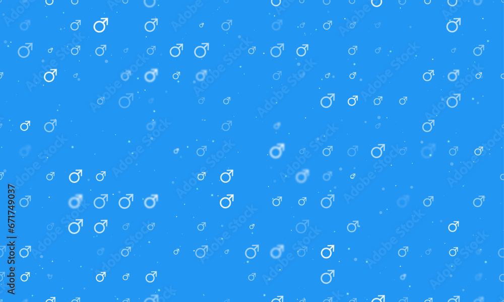 Aufkleber seamless background pattern of evenly spaced white mars symbols of different sizes and opacity. vect
