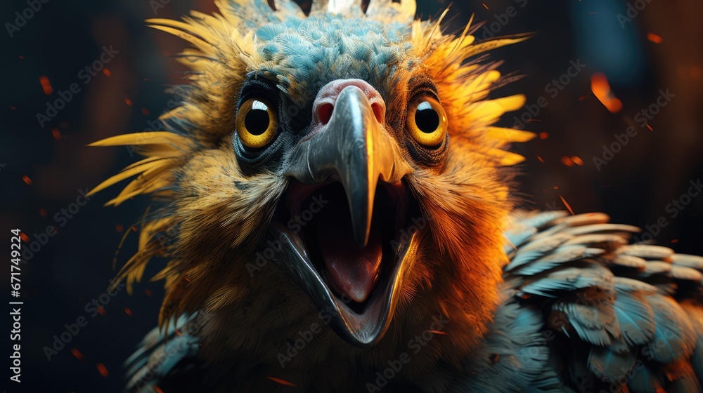 Aufkleber a close up of a bird with it's mouth open and it's mouth wide open with it's mouth wide open. genera