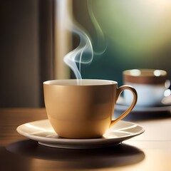 Cup of coffee with steam