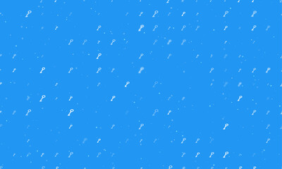 Seamless background pattern of evenly spaced white old key symbols of different sizes and opacity. Vector illustration on blue background with stars