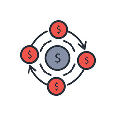 money flow icon. vector.Editable stroke.linear style sign for use web design,logo.Symbol illustration.