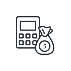 tax calculator icon. vector.Editable stroke.linear style sign for use web design,logo.Symbol illustration.