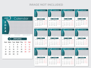 Calendar 2024 with simple and modern design, Week starts Monday, Simple calendar layout or Yearly diary Organizer in English. Monthly wall calendar template design for 2022 year.