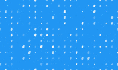 Seamless background pattern of evenly spaced white school bag symbols of different sizes and opacity. Vector illustration on blue background with stars