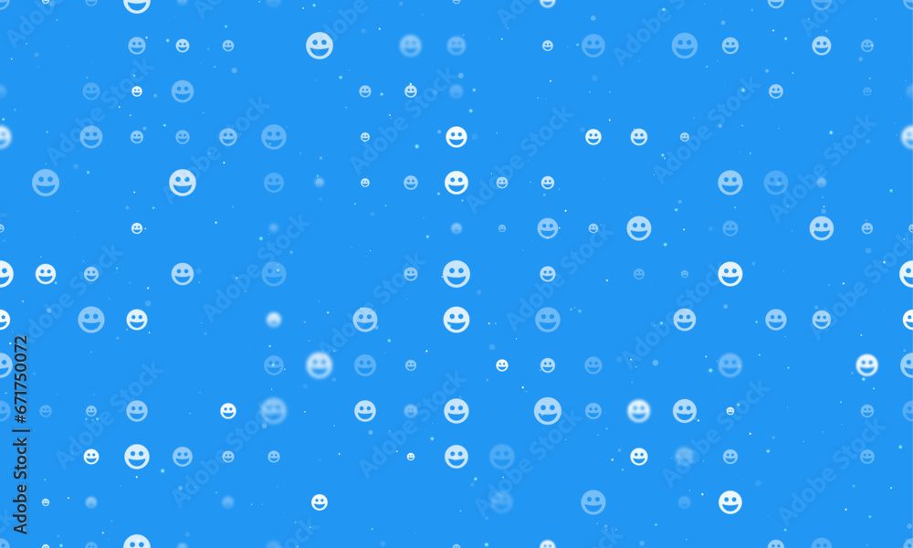 Aufkleber seamless background pattern of evenly spaced white laughter emoticons of different sizes and opacity