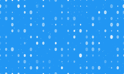 Seamless background pattern of evenly spaced white smart watch symbols of different sizes and opacity. Vector illustration on blue background with stars