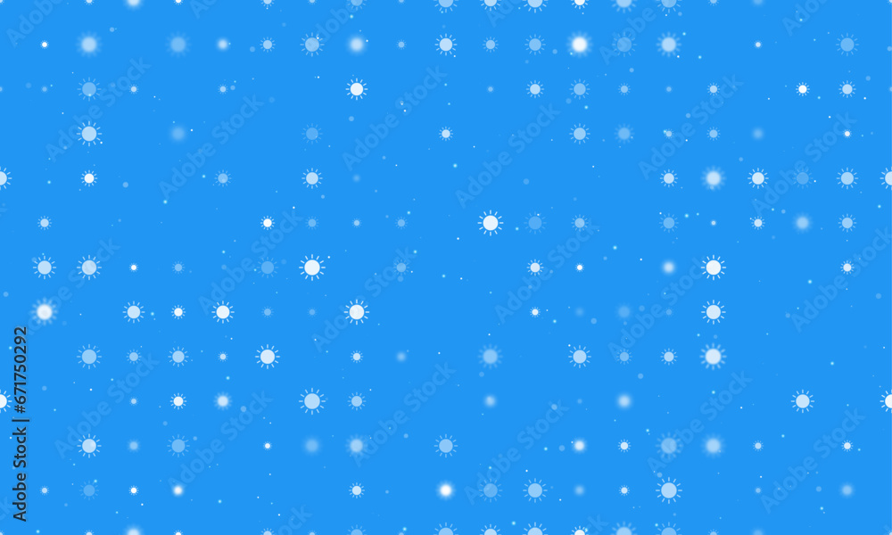 Poster seamless background pattern of evenly spaced white suns of different sizes and opacity. vector illus