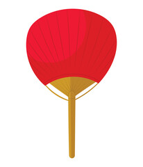 Traditional non-folding Japanese uchiwa fan, isolated vector illustration