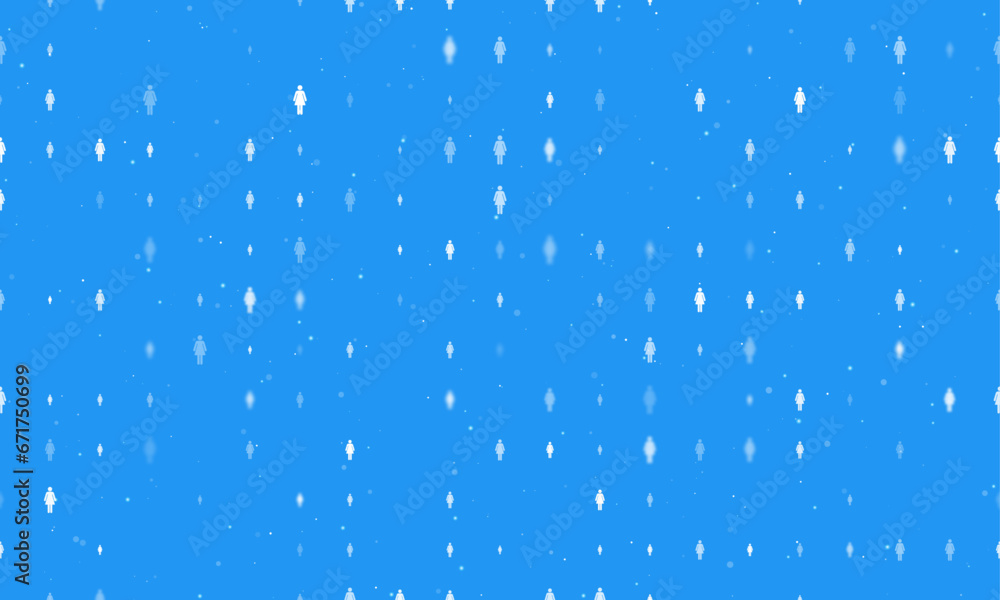 Aufkleber seamless background pattern of evenly spaced white woman symbols of different sizes and opacity. vec
