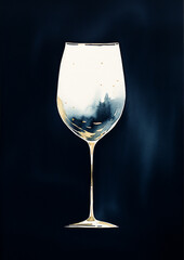 hand drawn wine glass wine glass on dark blue background wall art for kitchen elegant wall print iso size