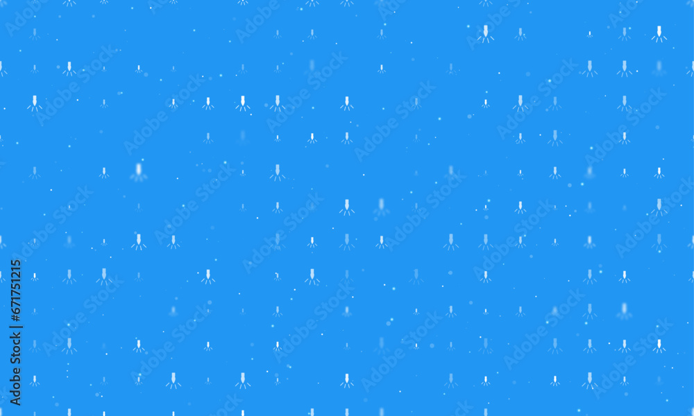Poster seamless background pattern of evenly spaced white garland light bulb symbols of different sizes and