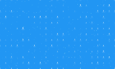 Seamless background pattern of evenly spaced white garland light bulb symbols of different sizes and opacity. Vector illustration on blue background with stars