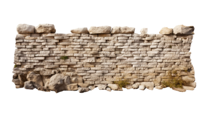 horizontal modern brick wall for pattern and background. isolated on a transparent background. PNG cutout or clipping path.
