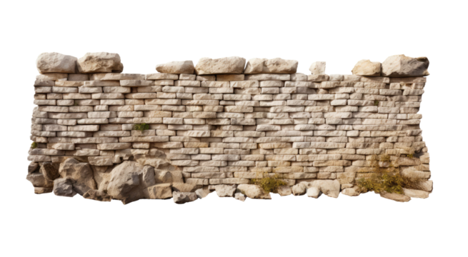 horizontal modern brick wall for pattern and background. isolated on a transparent background. PNG cutout or clipping path.