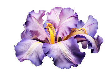 blossoming iris flower close-up, isolated on a transparent background. PNG, cutout, or clipping path.