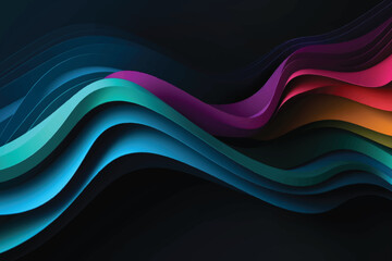 Colorful wavy background with paper cut style - obrazy, fototapety, plakaty