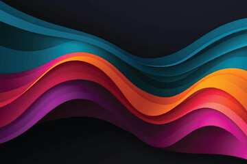 Colorful wavy background with paper cut style - obrazy, fototapety, plakaty
