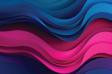 Blue and pink color wavy background with paper cut style - obrazy, fototapety, plakaty