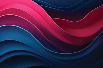Blue and pink color wavy background with paper cut style