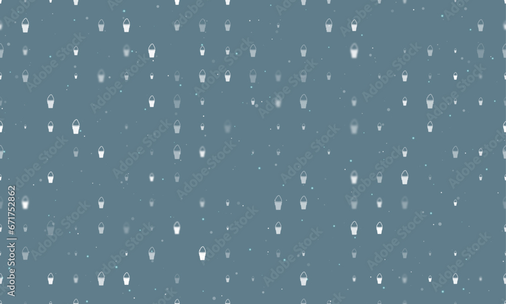Poster seamless background pattern of evenly spaced white ice cream symbols of different sizes and opacity.
