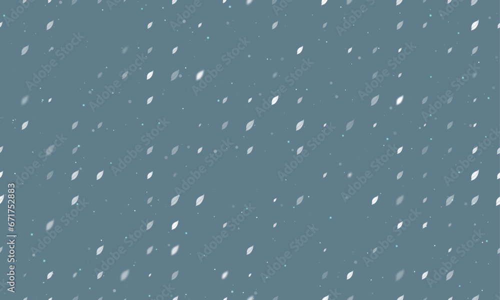 Poster seamless background pattern of evenly spaced white leaflet symbols of different sizes and opacity. v