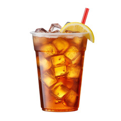 cola with ice and lemon isolated