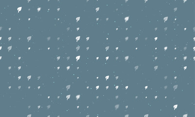 Seamless background pattern of evenly spaced white leaf symbols of different sizes and opacity. Vector illustration on blue grey background with stars