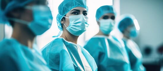 Group of surgeons in operating room , Medical Team Performing Surgical Operation in Modern Operating Room