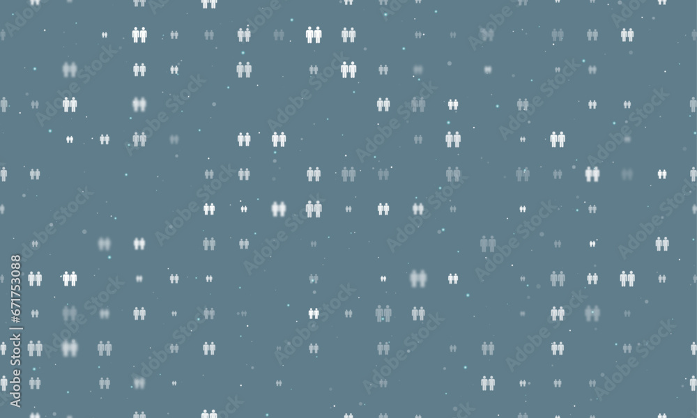Aufkleber seamless background pattern of evenly spaced white man with man symbols of different sizes and opaci
