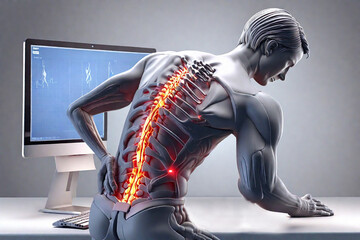 Back pain, computer illustration - 3D - obrazy, fototapety, plakaty