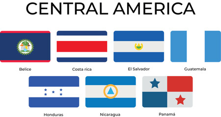 Central America Flags Banderas - obrazy, fototapety, plakaty