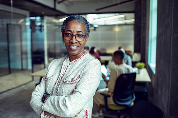 Portrait of a senior businesswoman in a modern office setting