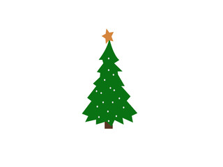 Beautiful elegant green Christmas tree. Bright garland. Vector illustration on a white background. Modern flat design.