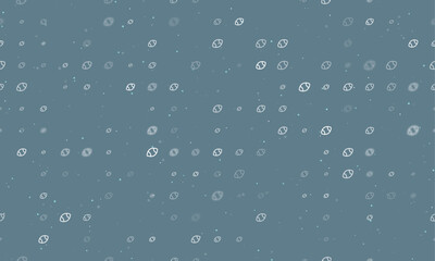 Seamless background pattern of evenly spaced white rugby symbols of different sizes and opacity. Vector illustration on blue grey background with stars