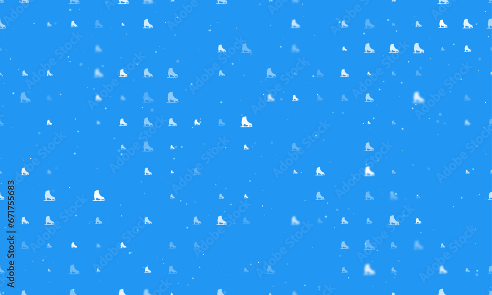 Poster seamless background pattern of evenly spaced white womens ice skates of different sizes and opacity.