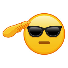 Emoji with hand and sunglasses on face Large size of yellow emoji smile