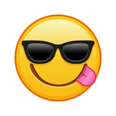 A face savoring a delicacy with sunglasses Large size of yellow emoji smile