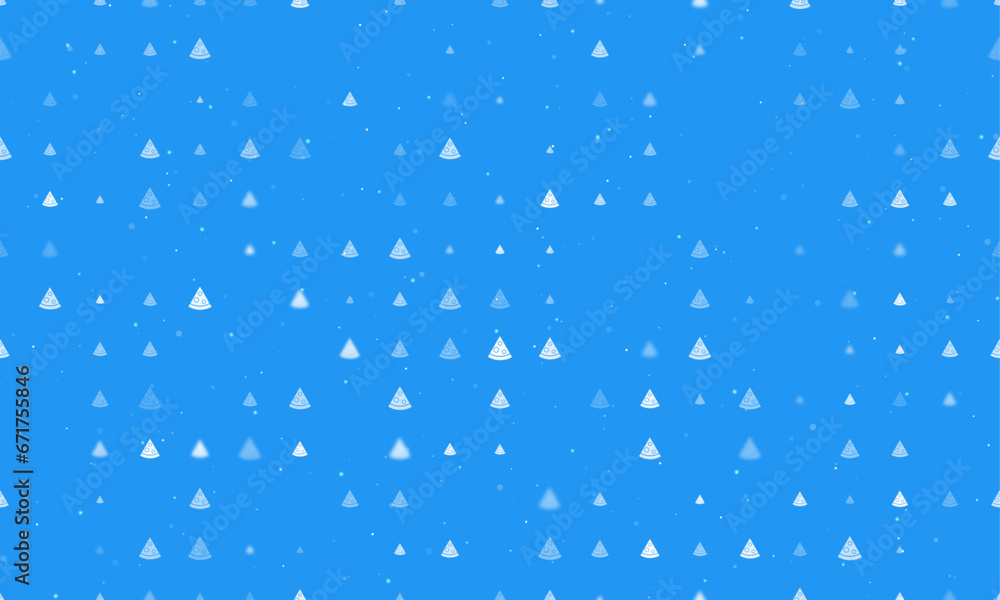 Aufkleber seamless background pattern of evenly spaced white slice of pizzas of different sizes and opacity. v