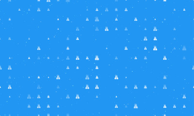 Seamless background pattern of evenly spaced white set of giftss of different sizes and opacity. Vector illustration on blue background with stars
