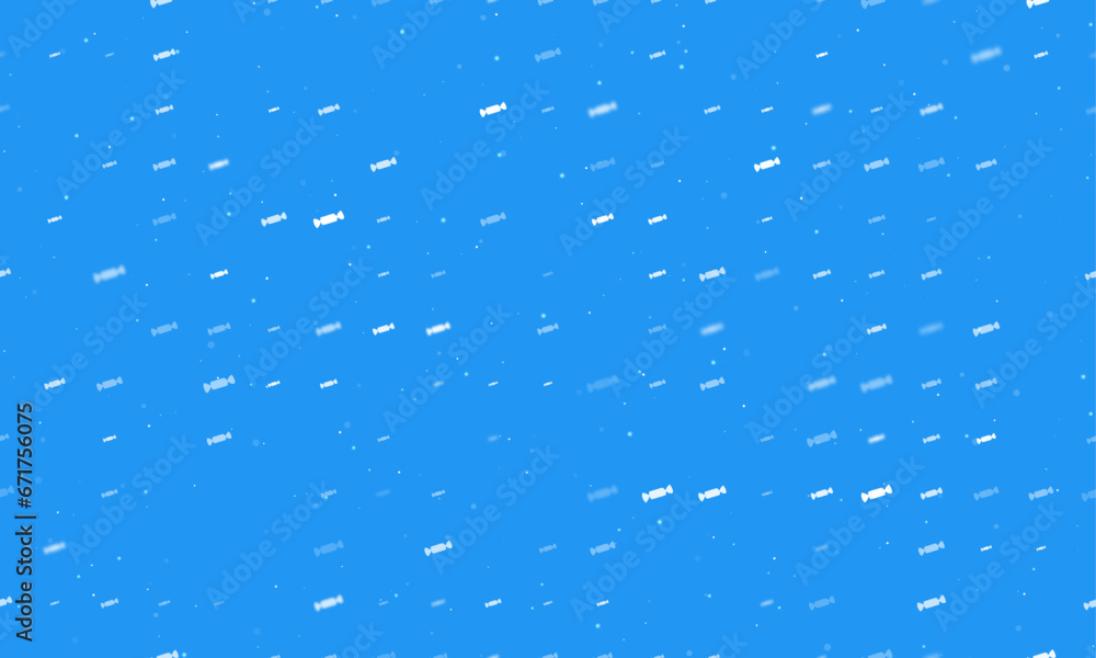 Poster seamless background pattern of evenly spaced white candy symbols of different sizes and opacity. vec