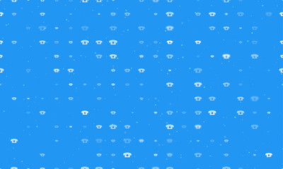Seamless background pattern of evenly spaced white vintage telephone symbols of different sizes and opacity. Vector illustration on blue background with stars