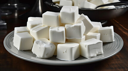 White Chocolate Fudge on a Plate Illustrative AI Illustration